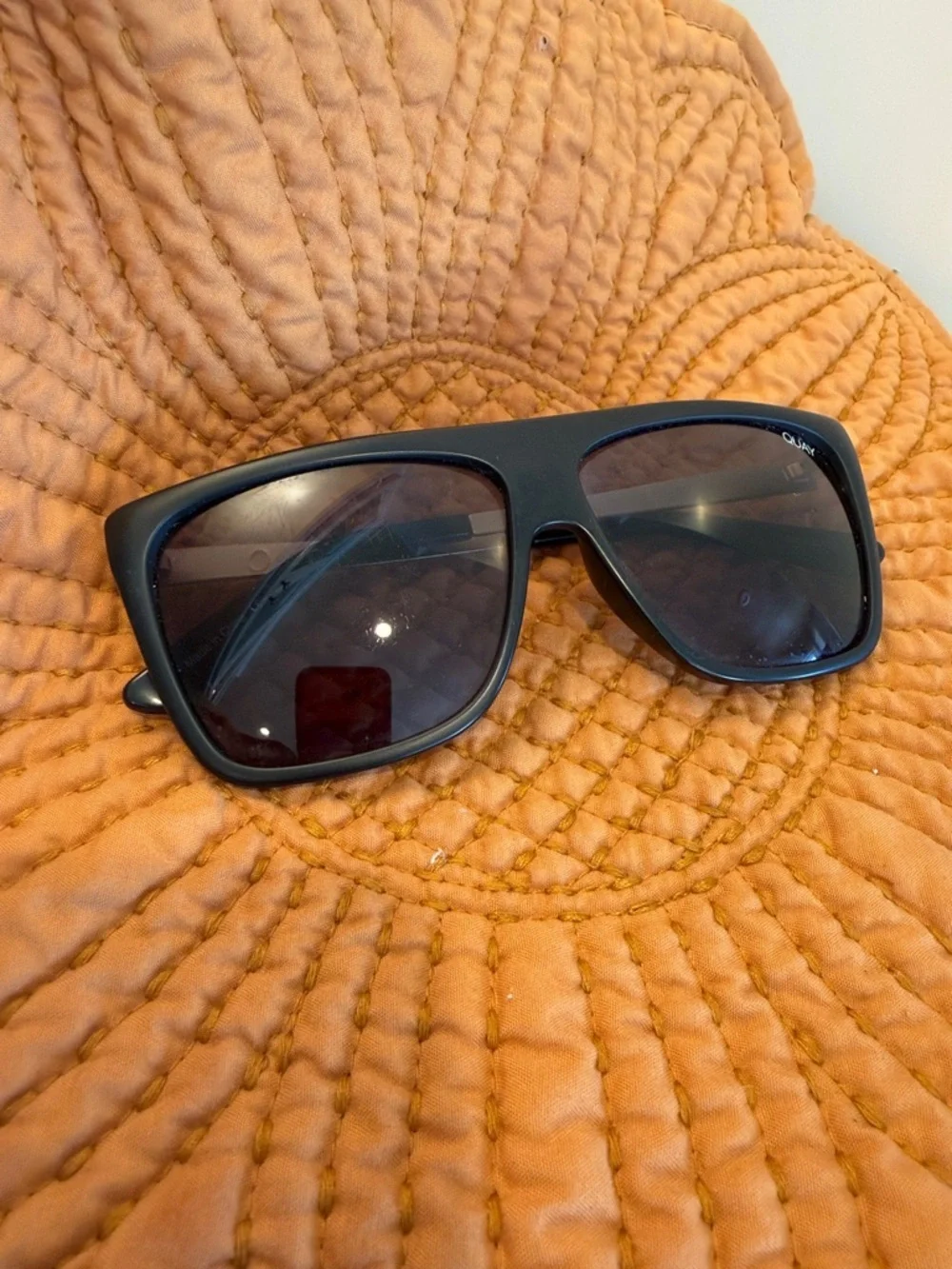 Quay Australia OTL II Black Gold Rectangular Sunglasses + Case